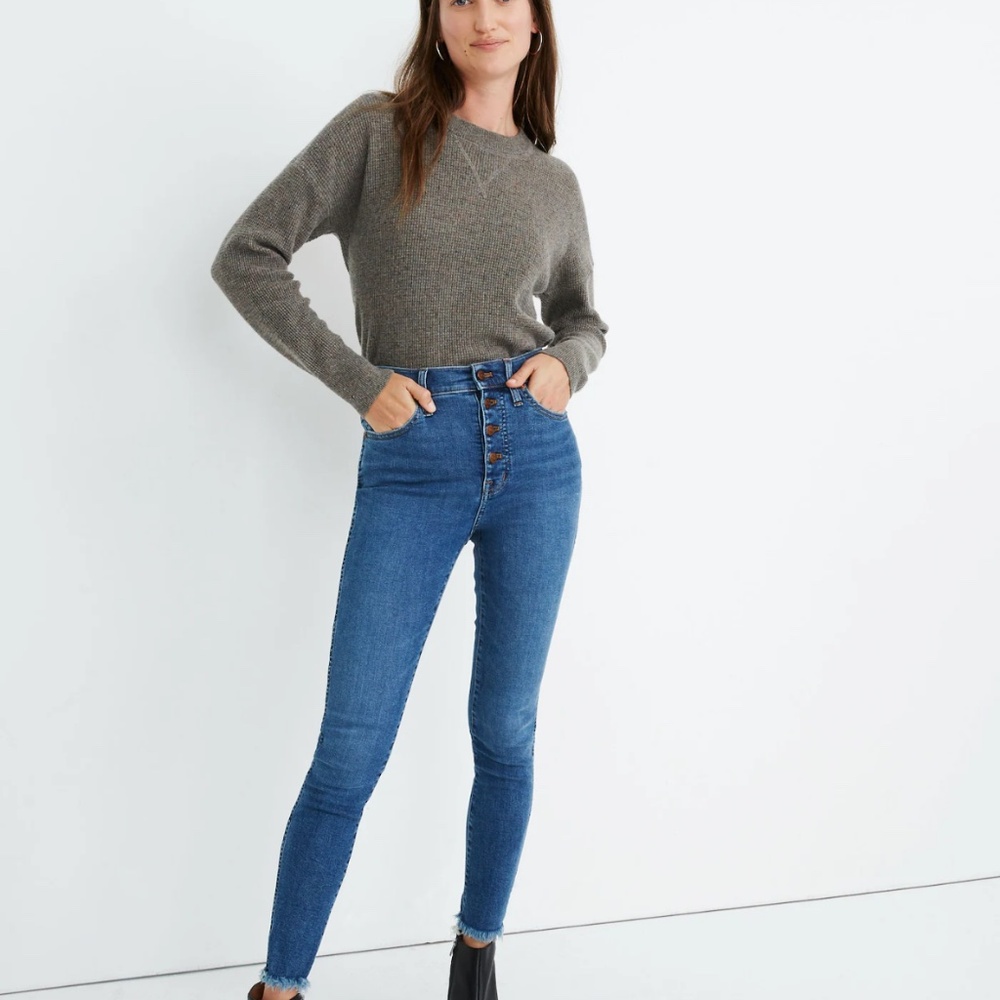 10" High-Rise Skinny Jeans: Button-Front Edition